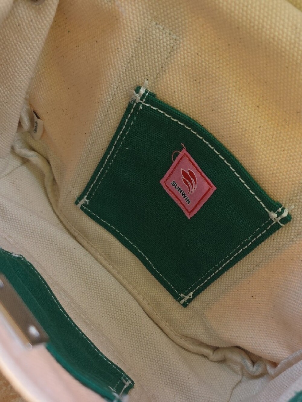Small Canvas Boatkin Tote Bag with Green Trim - Picture 6 of 7
